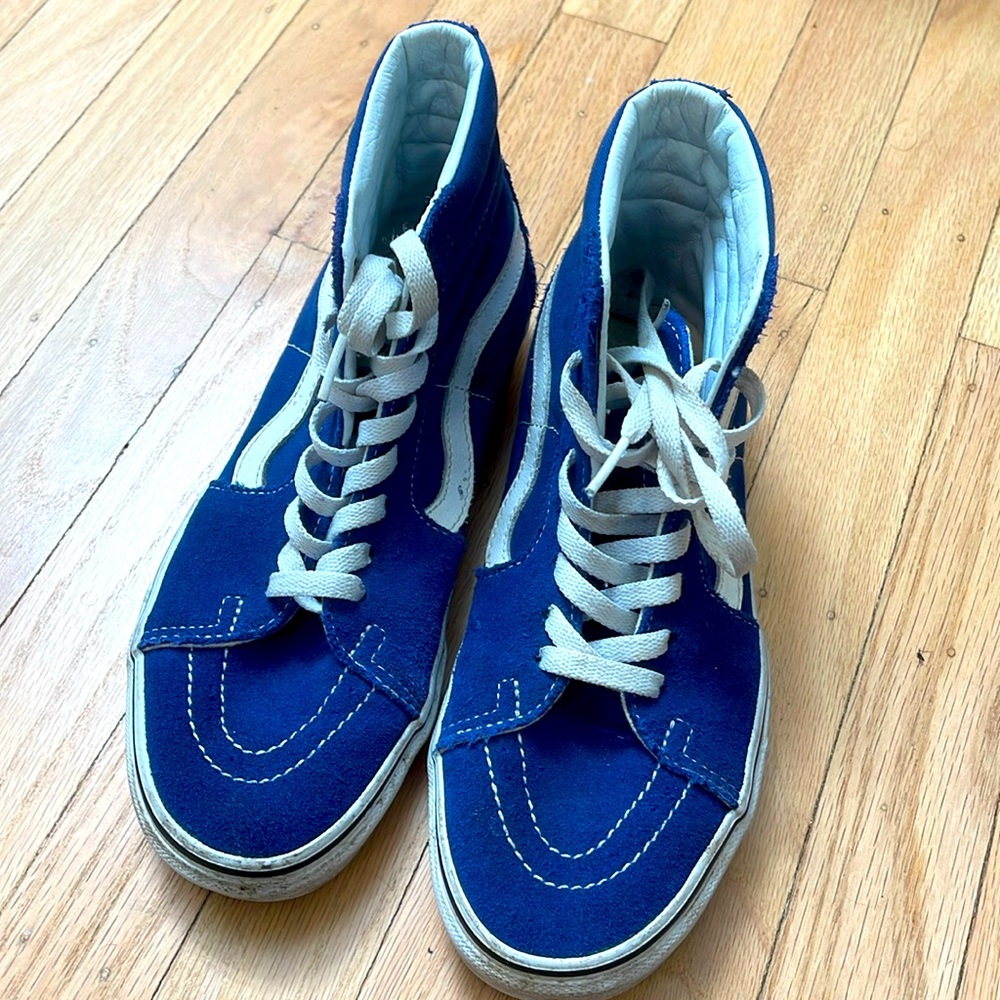 Classic Vans Sk8-Hi Blue Suede High Tops – Worn-In Cool